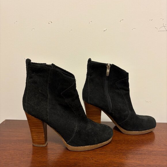 Enzo Angiolini Black Leather & Suede heeled booties - Picture 2 of 6